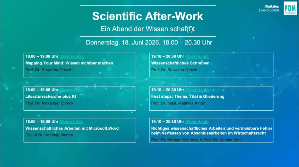 Event im DLS: Digitales Live Studium der FOM: Scientific After-Work