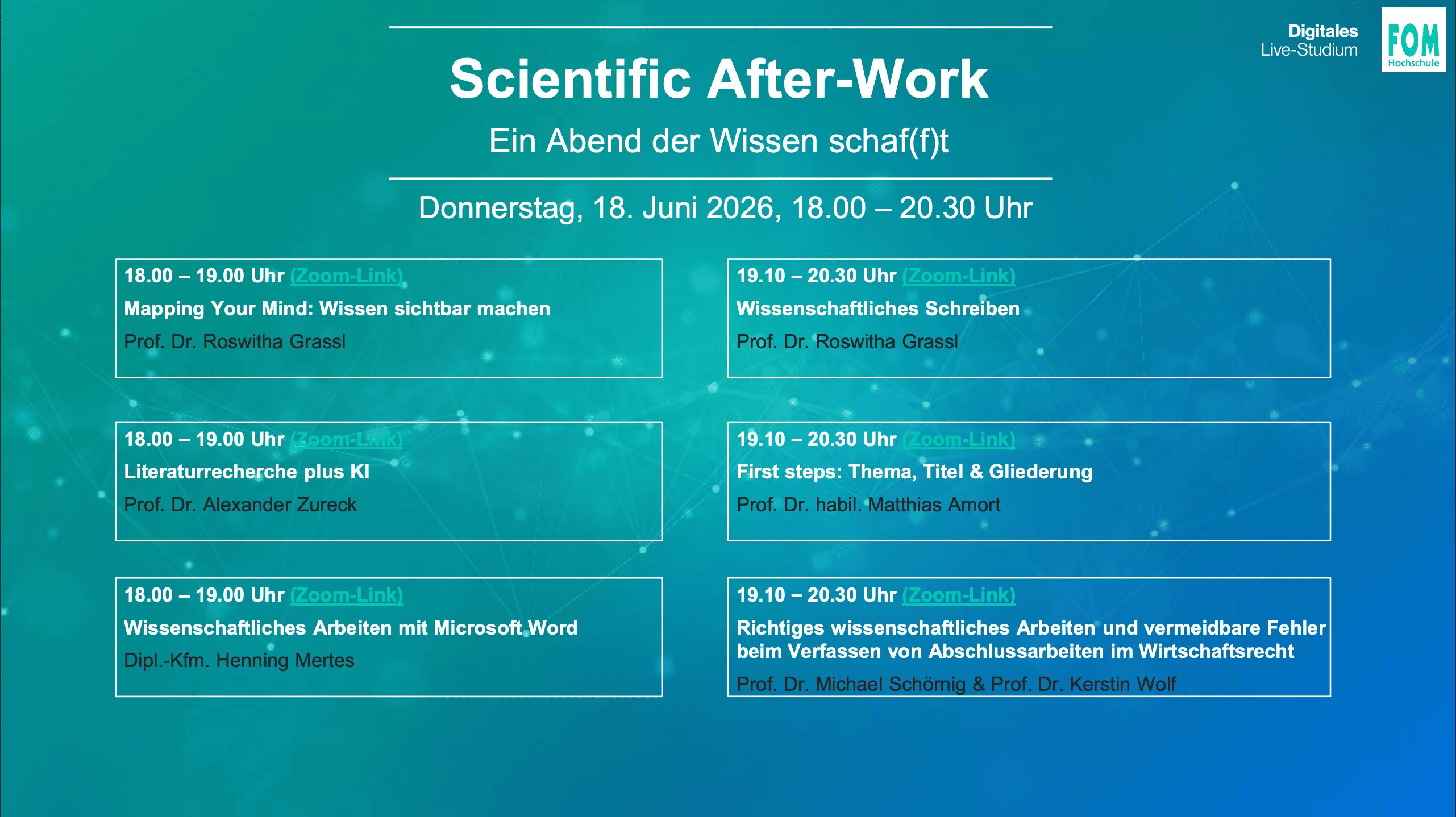 Event im DLS: Digitales Live Studium der FOM: Scientific After-Work